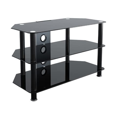 Buy Mahara Glass Corner Tv Stand Universal Black Glass Tv Unit 80cm