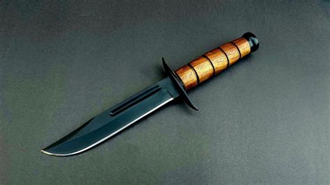 USMC Handmade KA-BAR Knife With Leather Sheath Fixed Blade Knife Gift for Him Anniversary Gift ...