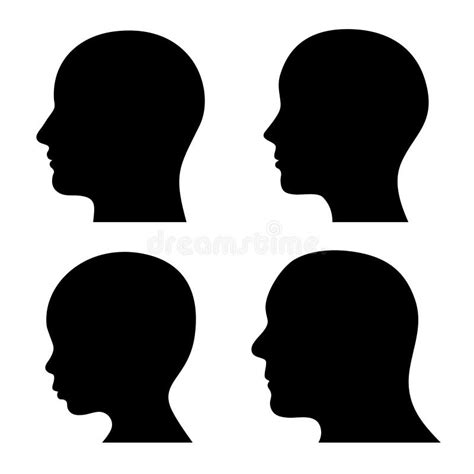 Man And Woman Face Profile Vector Silhouettes Stock Vector Illustration Of Portrait Detailed