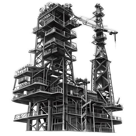 Oil Rig Sketch · Creative Fabrica