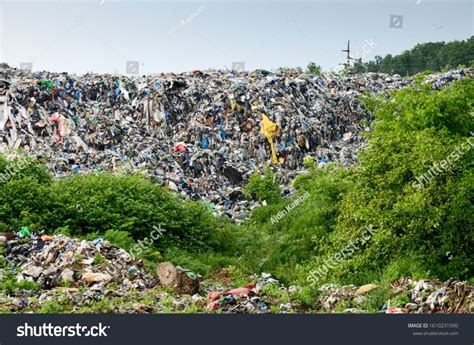 Open Landfill Site With Piles Of Waste In Nature Rubbish At Illegal