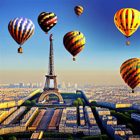 Realistic Photograph Hot Air Balloons Over Paris · Creative Fabrica