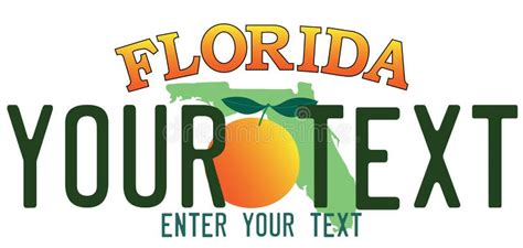 Florida License Plate with Text Customizable Lettering Blank Stock ...