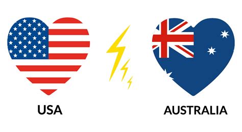 USA vs Australia. Flag of United States of America and Australia in ...