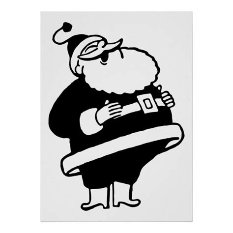 Retro Vintage Black & White Christmas Santa Claus Poster | Vintage ...