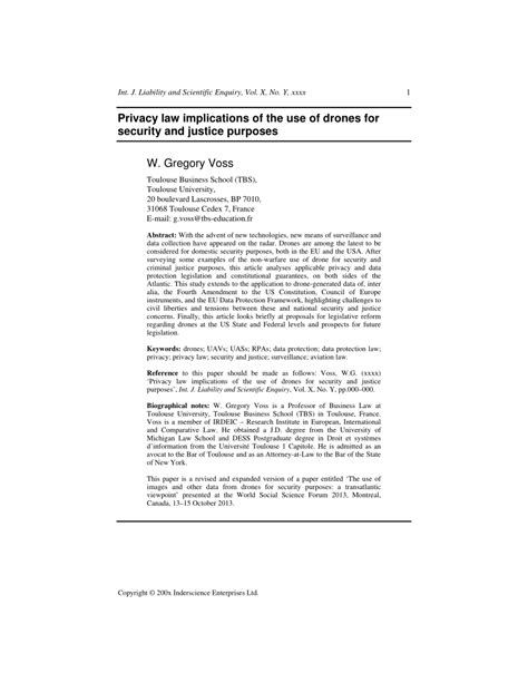 (PDF) Privacy Law Implications of the Use of Drones for Security and ...