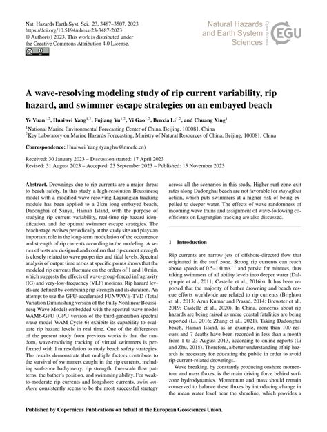 Pdf A Wave Resolving Modeling Study Of Rip Current Variability Rip