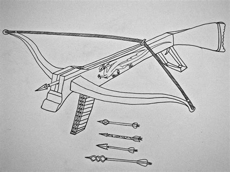 Crossbow Sketch at PaintingValley.com | Explore collection of Crossbow ...