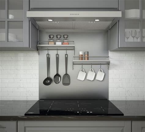 30 in. Stainless Steel Backsplash with two-tiered shelf and rack ...