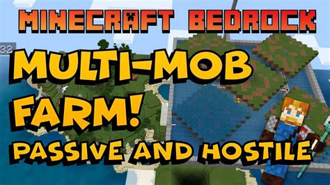 Multi Mob Farm Passive Mobs And Hostile Mobs Minecraft Bedrock Youtube