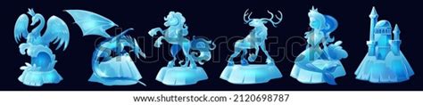 Ice Sculptures Animals Mermaid Medieval Castle Stock Vector (Royalty ...