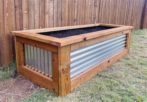 Raised Garden Beds W Corrugated Metal Accents On All Sides Measuring 3