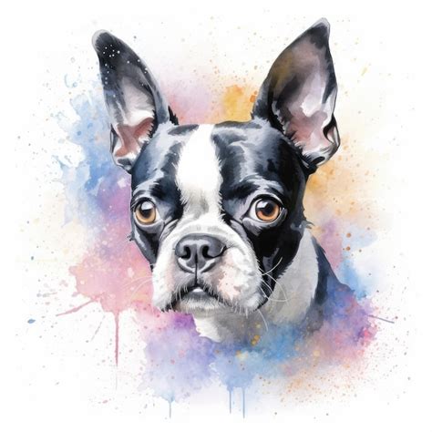 Premium AI Image | Watercolor painting of boston terrier