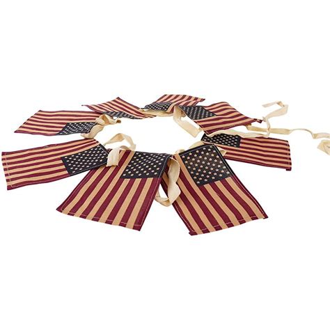 American Flag Garland 9 Long Fabric Fourth Of July Garland Small