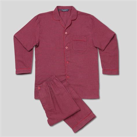 Standard Fit Red Check Brushed Cotton Pyjama Set Larry Adams Meanswear