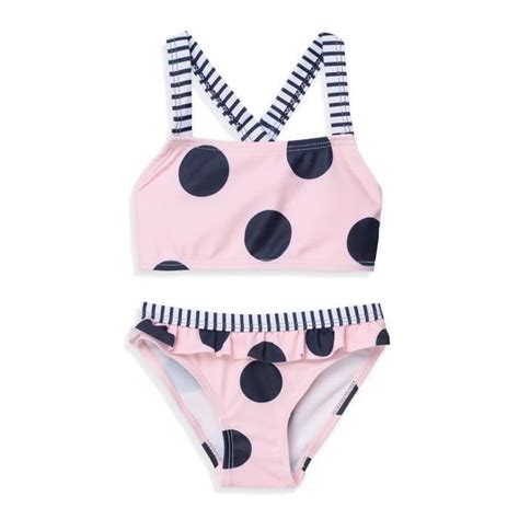 LENTIGGINI Bikini 2 Pièces tout Imprimé Rose Marine Fille Cdiscount