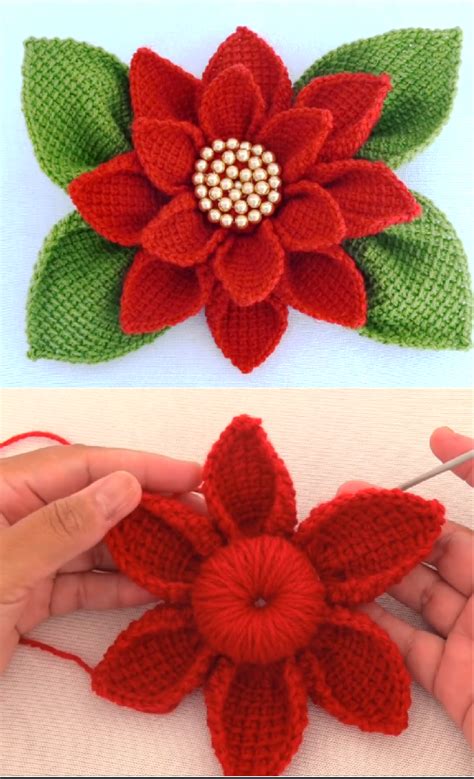 Como Hacer Flores Nochebuena En D Con Hojas A Crochet En Punto