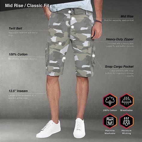 Buy Raw X Mens Belted Cargo Shorts Relaxed Fit Casual Tactical Knee Length Cargo Shorts For Men