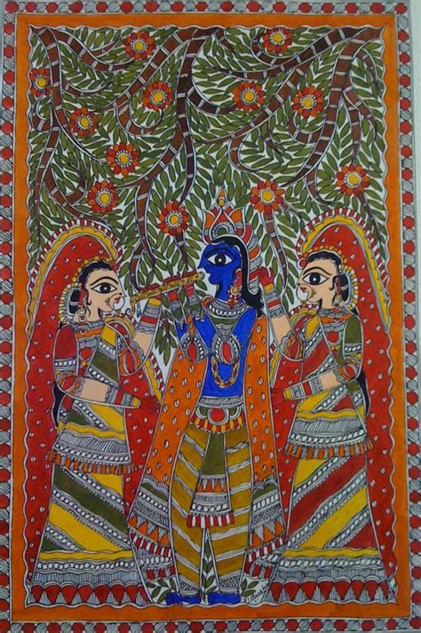 Mithila Painting Of Radha Krishna Buy Online Madhubani Art