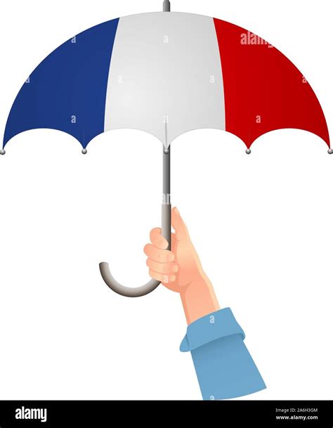 France Flag Hand Holding Umbrella Social Security Concept National