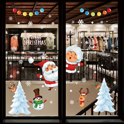 Wall Décor Snowman Stickers Shop Window Stickers Reindeer Decal Christmas Window Decal Winter