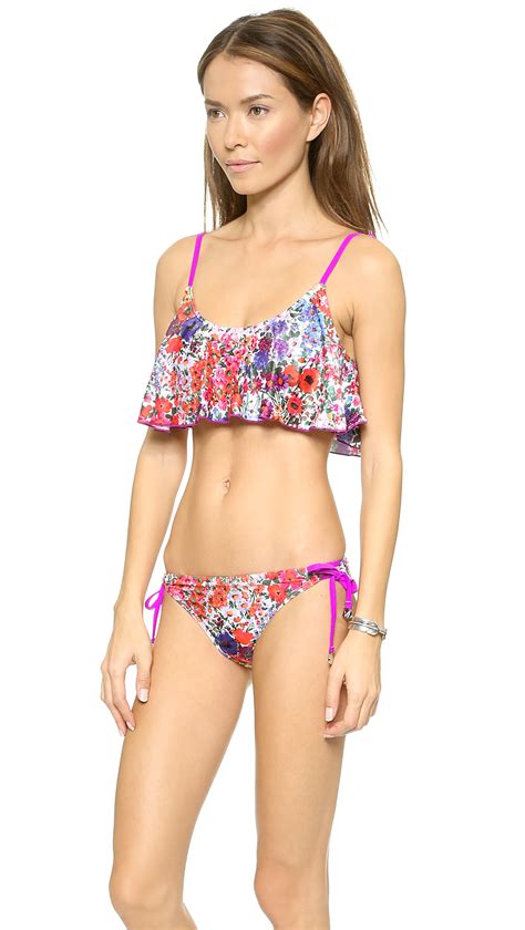 Minkpink Secret Garden Frill Bikini Top Multi In Multicolor Multi