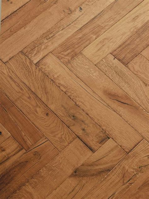 Engineered Herringbone European Oak Parquet Block Wood Floors Aged Sawn Brushed And Natural