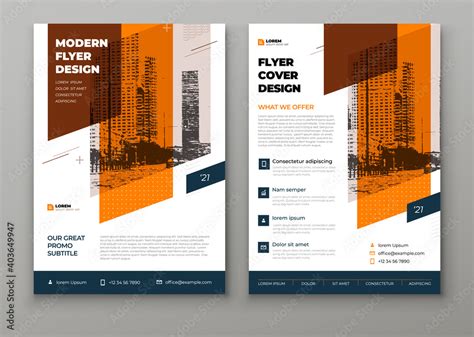 Flyer Template Layout Design Orange Corporate Business Flyer Mockup Creative Modern Vector