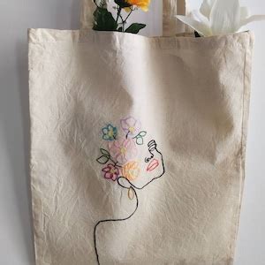 Handmade Tote Bag Bolsa De Tela Bordada A Mano Etsy Espa A