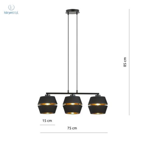 EMIBIG nowoczesna lampa wisząca z abażurem PIANO III czarny złoty