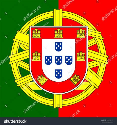 Portugal Flag Coat Of Arms Portuguese Shield Vector Illustration 142196131 Shutterstock