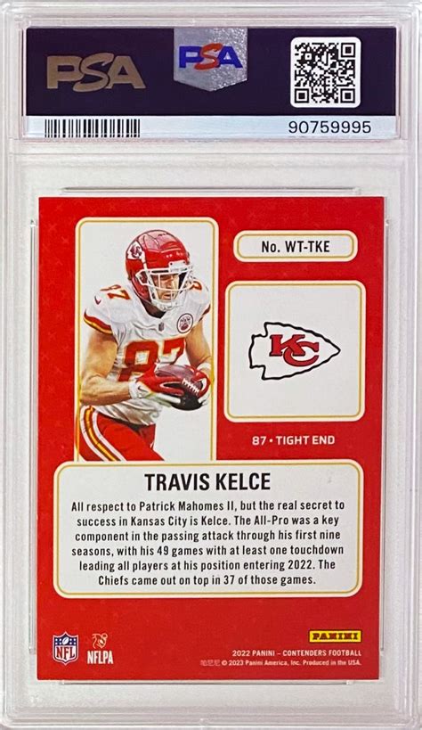 Travis Kelce Panini Contenders Football Kansas City Chiefs Winning