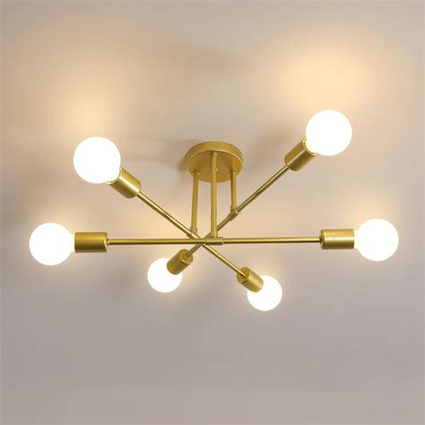 Comely Modern Sputnik Chandelier Light 6 Lights E27 Gold Ceiling