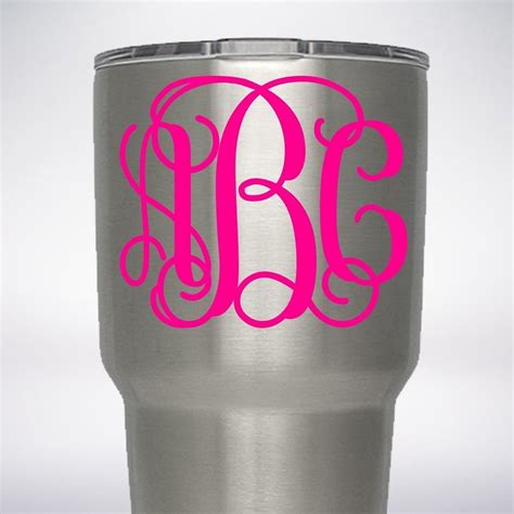 Your 3 Initials Monogram Interlaced Vine Decal For Yeti Rambler Tumbler