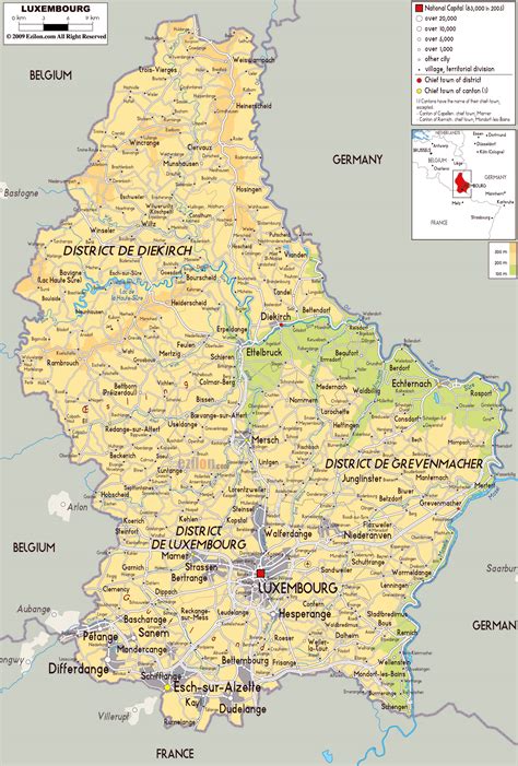 Grande Mapa F Sico De Luxemburgo Con Carreteras Ciudades Y Aeropuertos