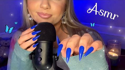 Asmr Tapping Scratching On Blue Items With Extra Long Nails