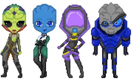 Mass Effect Art Sprite Mass Effect Tali Pixel Art 809x447 Png Download