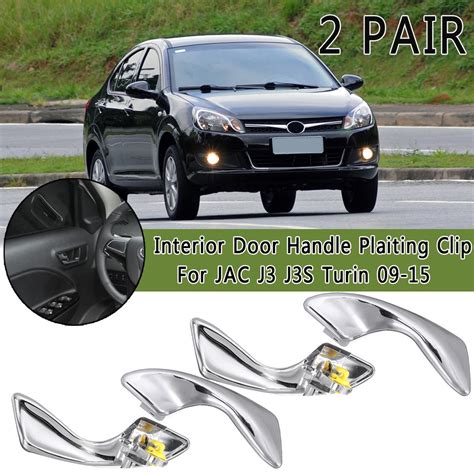 2 Pair Chrome Front Rear Left Right Interior Door Handle Plaiting Clip