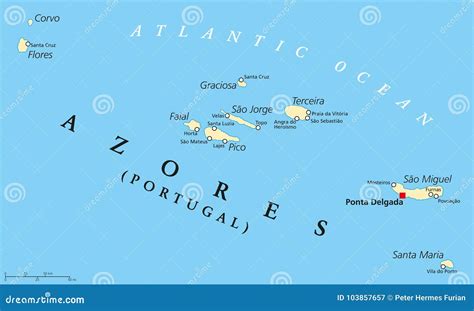 Azores Political Map stock vector. Illustration of volcanic - 103857657