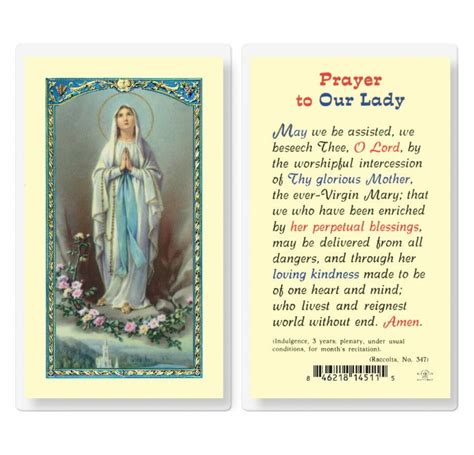 Our Lady Of Lourdes Laminated Holy Card 25 Pack Buy Religious Catholic Store