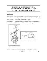 Lab 119 04 Rotating Liquid 2022 Doc PHY ENS 119 EXPERIMENT NO 4 THE