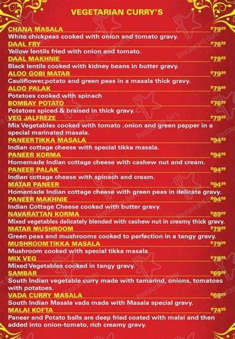 Menu at Masala Indian Restaurant Boksburg, Boksburg, El Ridge Corner ...