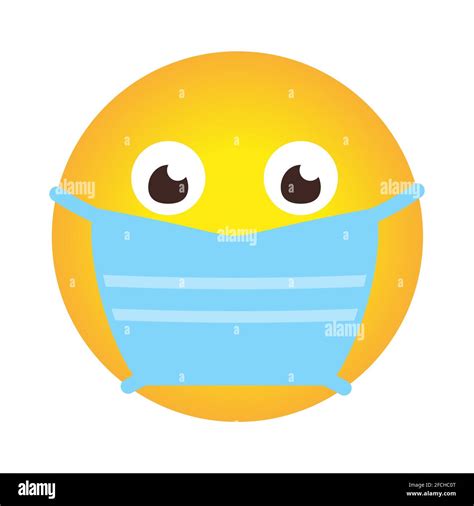 Closeup emoji icon in medical mask. Emoticon smile in cartoon style in ...