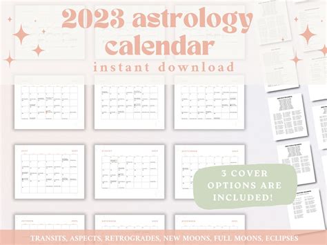 Printable 2023 Astrology Calendar 2023 Astrological Forecast 2023 ...