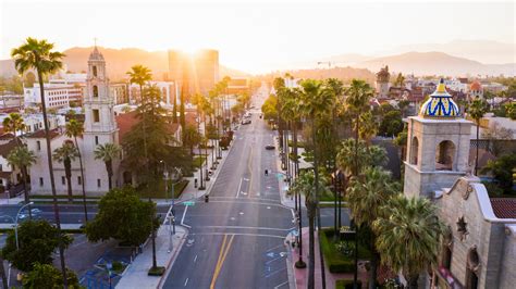 Aerial sunset view of the downtown area of Riverside, California - TeamOne