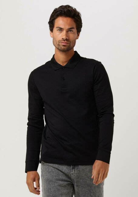 Zwarte Calvin Klein Polo Smooth Cotton Slim Ls Polo Omoda