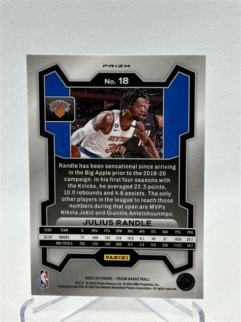 Panini Prizm Basketball Julius Randle Silver Prizm New York