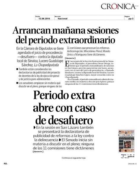 Del Periodo Extraordinario Periodo Extra Abre Con Caso De Desafuero