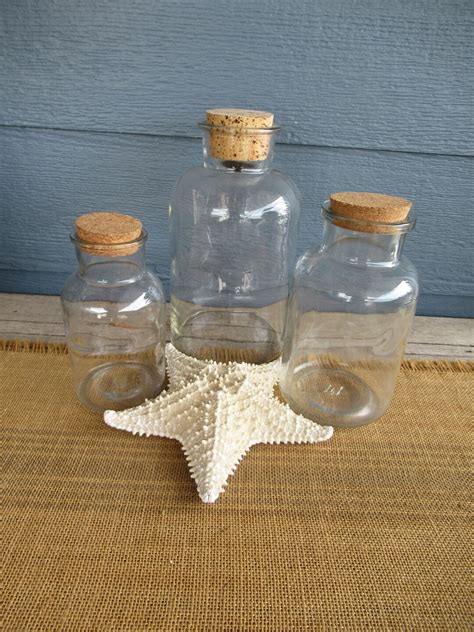 Vintage Glass Storage Jars With Cork Lids Vintage Jar Pantry Storage Jars Glass Display Jars