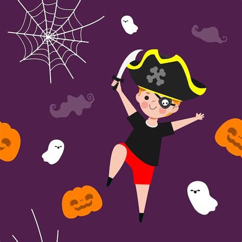 Modèle Sans Couture De Fête D halloween Heureux Avec Astuce De Pirate